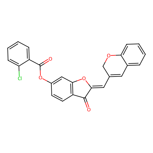 2-(2H-chromen-3-ylmethylene)-3-oxobenzo[3,4-b]furan-6-yl 2-chlorobenzoate structure