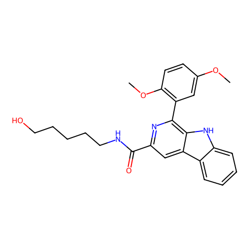 1-(2,5-dimethoxyphenyl)-N-(5-hydroxypentyl)-9H-pyrido[3,4-b]indole-3-carboxamide structure