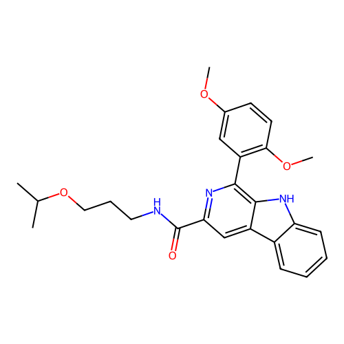 1-(2,5-dimethoxyphenyl)-N-(3-propan-2-yloxypropyl)-9H-pyrido[3,4-b]indole-3-carboxamide structure