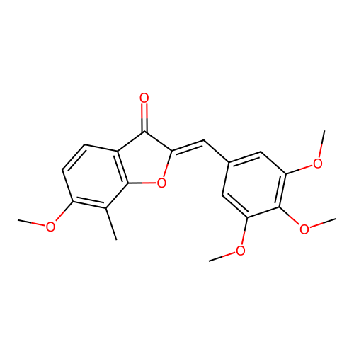 (Z)-6-methoxy-7-methyl-2-(3,4,5-trimethoxybenzylidene)benzofuran-3(2H)-one structure