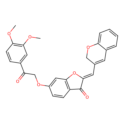 (Z)-2-((2H-chromen-3-yl)methylene)-6-(2-(3,4-dimethoxyphenyl)-2-oxoethoxy)benzofuran-3(2H)-one structure