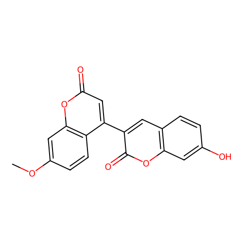 7-hydroxy-7'-methoxy-2H,2'H-3,4'-bichromene-2,2'-dione structure