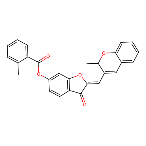 (2Z)-2-[(2-methyl-2H-chromen-3-yl)methylidene]-3-oxo-2,3-dihydro-1-benzofuran-6-yl 2-methylbenzoate structure