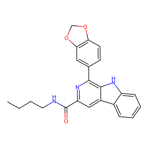 1-(1,3-benzodioxol-5-yl)-N-butyl-9H-beta-carboline-3-carboxamide structure