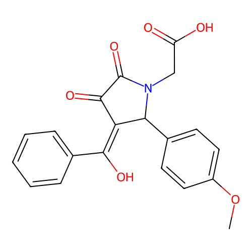 [(3E)-3-[hydroxy(phenyl)methylidene]-2-(4-methoxyphenyl)-4,5-dioxopyrrolidin-1-yl]acetic acid structure