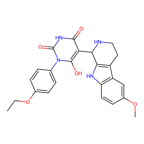 3-(4-ethoxyphenyl)-6-hydroxy-5-(6-methoxy-2,3,4,9-tetrahydro-1H-pyrido[3,4-b]indol-1-yl)pyrimidine-2,4(1H,3H)-dione structure