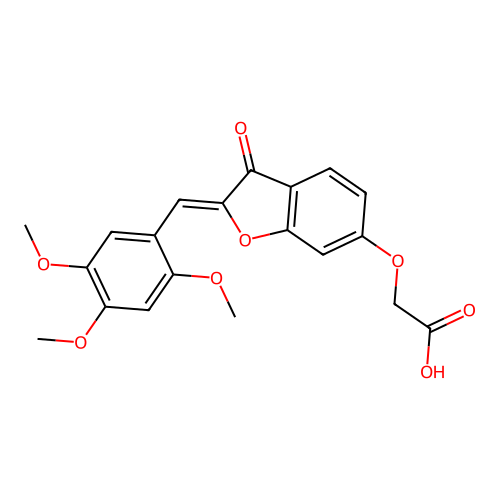(Z)-2-((3-oxo-2-(2,4,5-trimethoxybenzylidene)-2,3-dihydrobenzofuran-6-yl)oxy)acetic acid structure