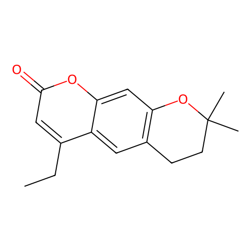 4-ethyl-8,8-dimethyl-7,8-dihydro-2H,6H-pyrano[3,2-g]chromen-2-one structure