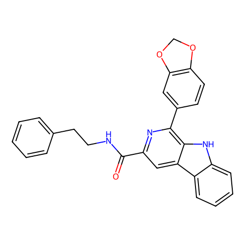 1-(1,3-benzodioxol-5-yl)-N-(2-phenylethyl)-9H-beta-carboline-3-carboxamide structure