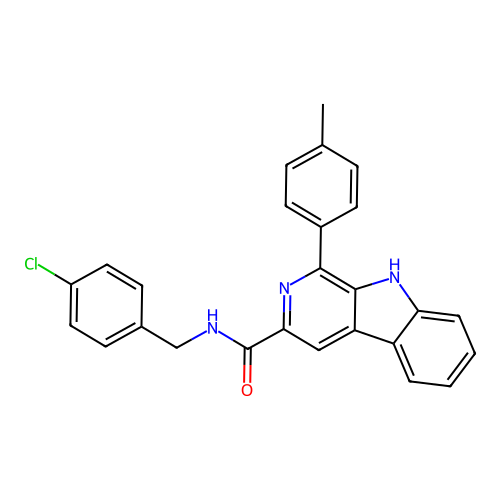 N-(4-chlorobenzyl)-1-(4-methylphenyl)-9H-beta-carboline-3-carboxamide structure