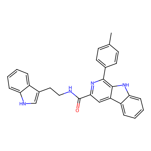 N-[2-(1H-indol-3-yl)ethyl]-1-(4-methylphenyl)-9H-beta-carboline-3-carboxamide structure