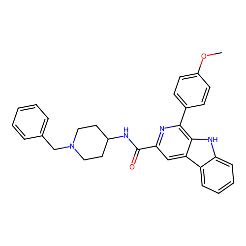 N-(1-benzylpiperidin-4-yl)-1-(4-methoxyphenyl)-9H-pyrido[3,4-b]indole-3-carboxamide structure