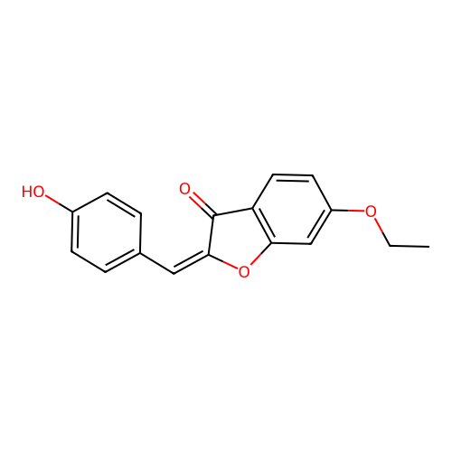 (E)-6-ethoxy-2-(4-hydroxybenzylidene)benzofuran-3(2H)-one structure