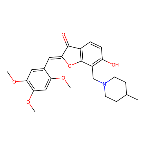 (Z)-6-hydroxy-7-((4-methylpiperidin-1-yl)methyl)-2-(2,4,5-trimethoxybenzylidene)benzofuran-3(2H)-one structure