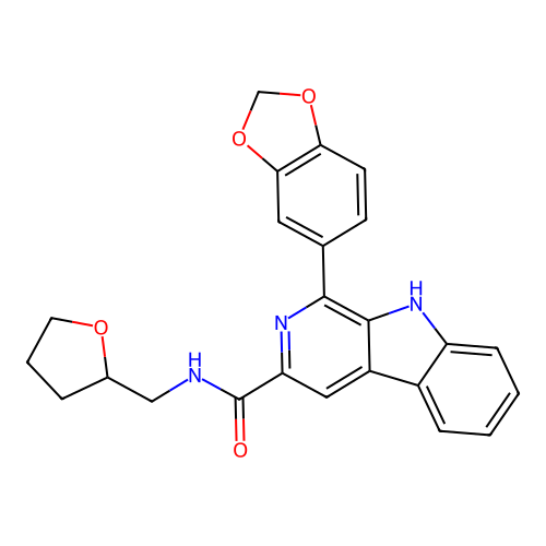 1-(1,3-benzodioxol-5-yl)-N-(oxolan-2-ylmethyl)-9H-pyrido[3,4-b]indole-3-carboxamide structure