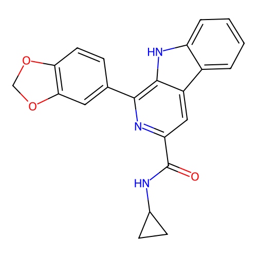 1-(1,3-benzodioxol-5-yl)-N-cyclopropyl-9H-beta-carboline-3-carboxamide structure