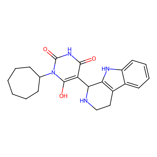 3-cycloheptyl-6-hydroxy-5-(2,3,4,9-tetrahydro-1H-pyrido[3,4-b]indol-1-yl)pyrimidine-2,4(1H,3H)-dione structure
