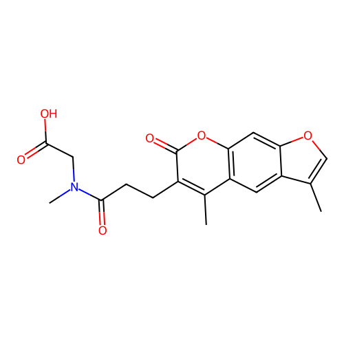 N-[3-(3,5-dimethyl-7-oxo-7H-furo[3,2-g]chromen-6-yl)propanoyl]-N-methylglycine structure