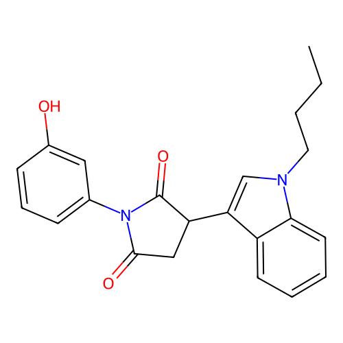 3-(1-butyl-1H-indol-3-yl)-1-(3-hydroxyphenyl)pyrrolidine-2,5-dione structure