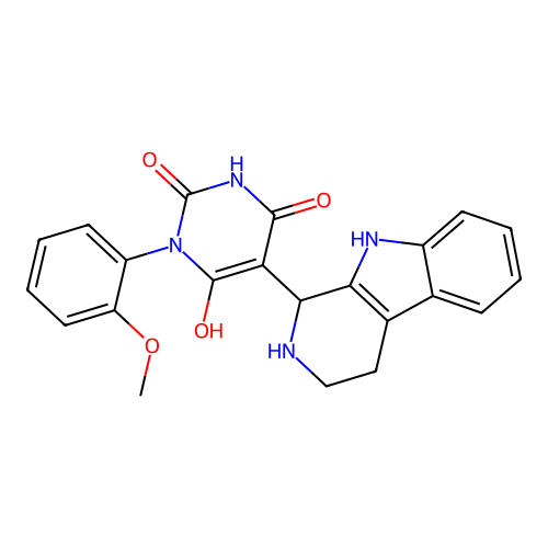6-hydroxy-3-(2-methoxyphenyl)-5-(2,3,4,9-tetrahydro-1H-pyrido[3,4-b]indol-1-yl)pyrimidine-2,4(1H,3H)-dione structure
