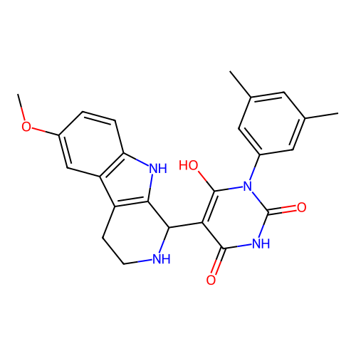 3-(3,5-dimethylphenyl)-6-hydroxy-5-(6-methoxy-2,3,4,9-tetrahydro-1H-pyrido[3,4-b]indol-1-yl)pyrimidine-2,4(1H,3H)-dione structure