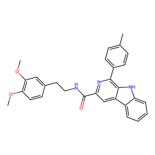N-(3,4-dimethoxyphenethyl)-1-(p-tolyl)-9H-pyrido[3,4-b]indole-3-carboxamide structure