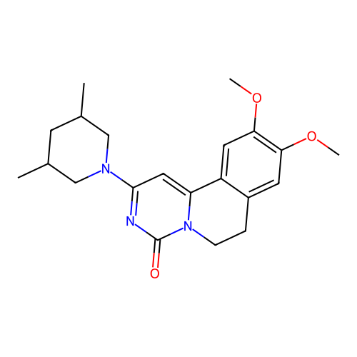 2-(3,5-dimethylpiperidin-1-yl)-9,10-dimethoxy-6,7-dihydro-4H-pyrimido[6,1-a]isoquinolin-4-one structure