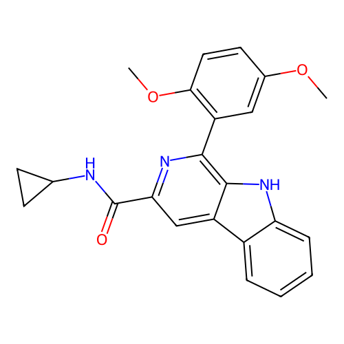 N-cyclopropyl-1-(2,5-dimethoxyphenyl)-9H-pyrido[3,4-b]indole-3-carboxamide structure