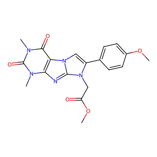 methyl 2-(7-(4-methoxyphenyl)-1,3-dimethyl-2,4-dioxo-3,4-dihydro-1H-imidazo[2,1-f]purin-8(2H)-yl)acetate structure