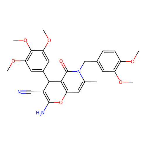 2-amino-6-(3,4-dimethoxybenzyl)-7-methyl-5-oxo-4-(3,4,5-trimethoxyphenyl)-5,6-dihydro-4H-pyrano[3,2-c]pyridine-3-carbonitrile structure
