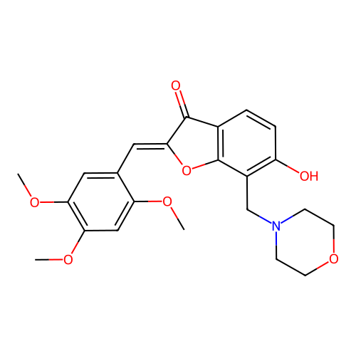 (Z)-6-hydroxy-7-(morpholinomethyl)-2-(2,4,5-trimethoxybenzylidene)benzofuran-3(2H)-one structure