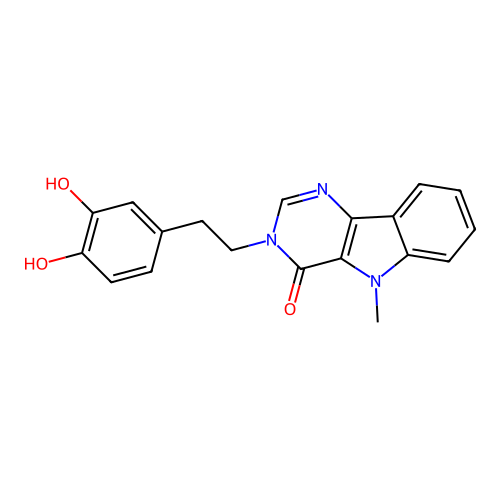 3-(3,4-dihydroxyphenethyl)-5-methyl-3H-pyrimido[5,4-b]indol-4(5H)-one structure