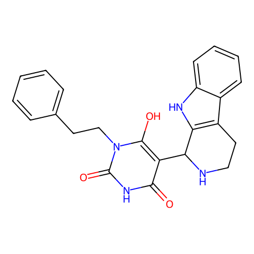 6-hydroxy-3-phenethyl-5-(2,3,4,9-tetrahydro-1H-pyrido[3,4-b]indol-1-yl)pyrimidine-2,4(1H,3H)-dione structure