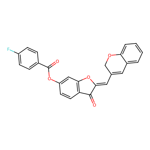 2-(2H-chromen-3-ylmethylene)-3-oxobenzo[3,4-b]furan-6-yl 4-fluorobenzoate structure
