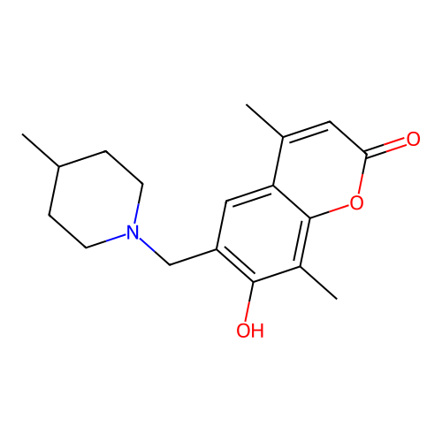 7-hydroxy-4,8-dimethyl-6-[(4-methylpiperidino)methyl]-2H-chromen-2-one structure