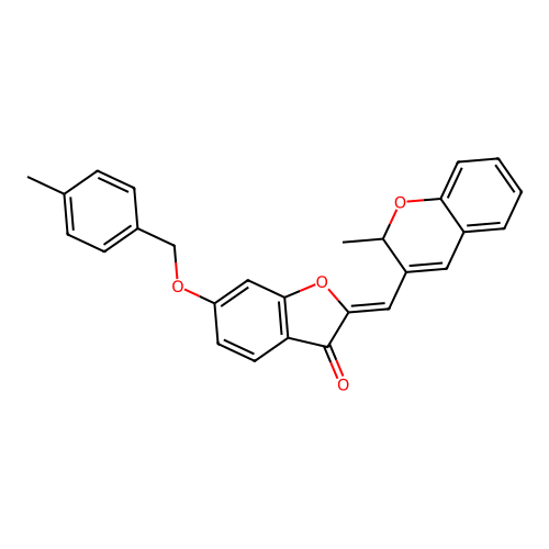 (2Z)-6-[(4-methylbenzyl)oxy]-2-[(2-methyl-2H-chromen-3-yl)methylidene]-1-benzofuran-3(2H)-one structure