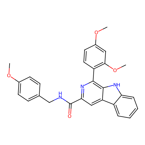 1-(2,4-dimethoxyphenyl)-N-(4-methoxybenzyl)-9H-beta-carboline-3-carboxamide structure