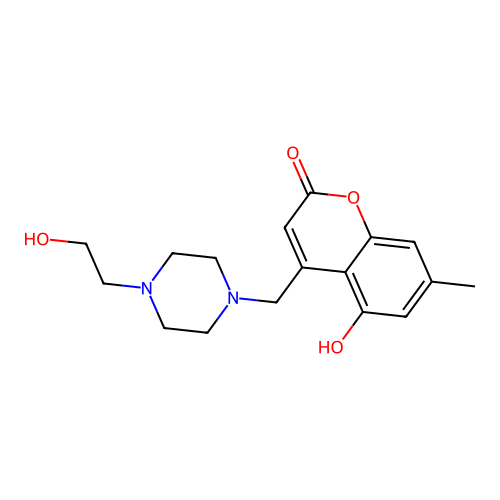5-hydroxy-4-((4-(2-hydroxyethyl)piperazin-1-yl)methyl)-7-methyl-2H-chromen-2-one structure