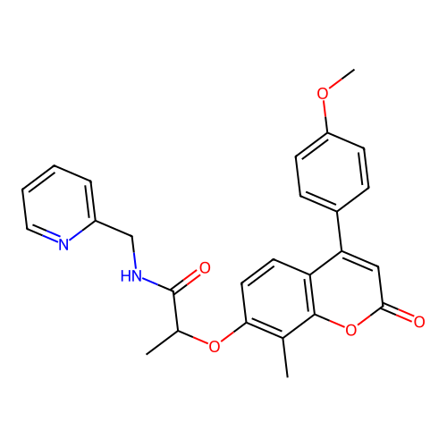 2-((4-(4-methoxyphenyl)-8-methyl-2-oxo-2H-chromen-7-yl)oxy)-N-(pyridin-2-ylmethyl)propanamide structure