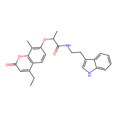N-(2-(1H-indol-3-yl)ethyl)-2-((4-ethyl-8-methyl-2-oxo-2H-chromen-7-yl)oxy)propanamide structure
