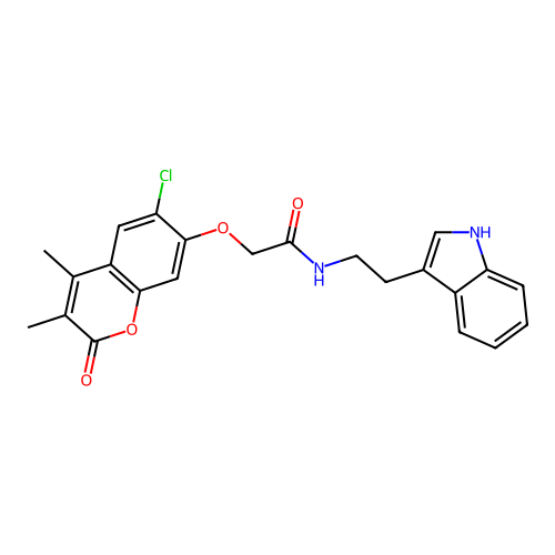 N-(2-(1H-indol-3-yl)ethyl)-2-((6-chloro-3,4-dimethyl-2-oxo-2H-chromen-7-yl)oxy)acetamide structure