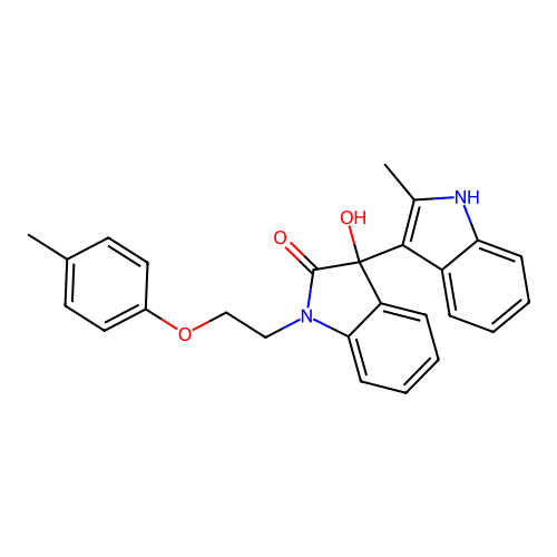 3-hydroxy-3-(2-methyl-1H-indol-3-yl)-1-(2-(p-tolyloxy)ethyl)indolin-2-one structure