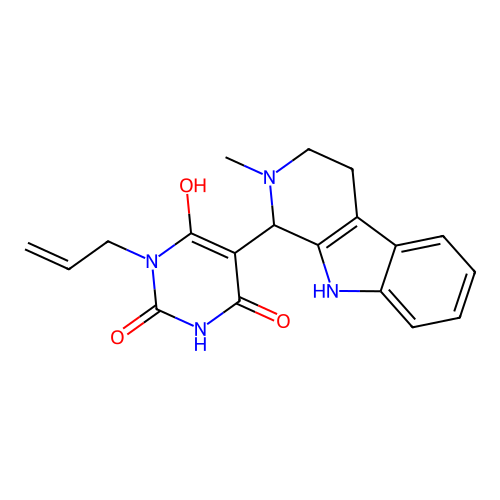 3-allyl-6-hydroxy-5-(2-methyl-2,3,4,9-tetrahydro-1H-pyrido[3,4-b]indol-1-yl)pyrimidine-2,4(1H,3H)-dione structure