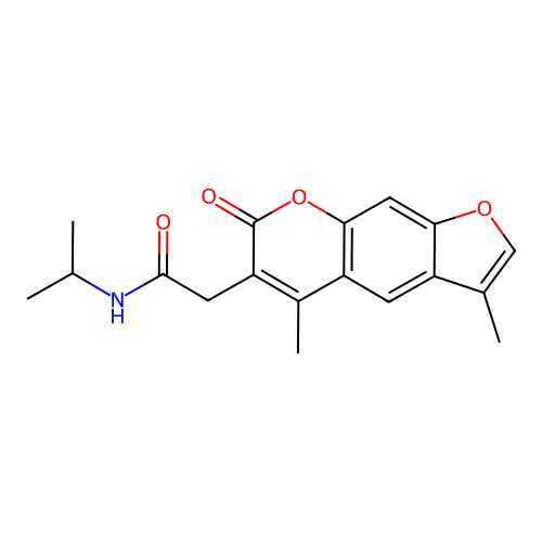 2-(3,5-dimethyl-7-oxo-7H-furo[3,2-g]chromen-6-yl)-N-isopropylacetamide structure
