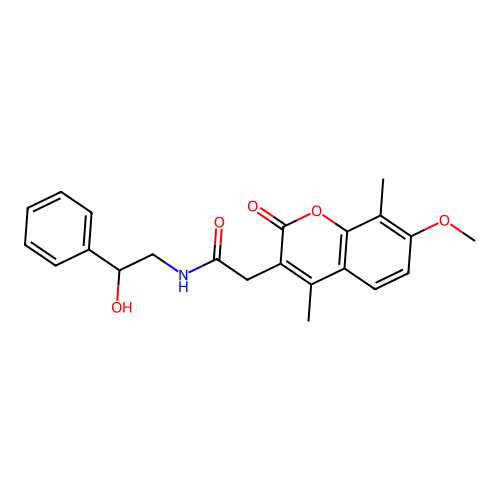 N-(2-hydroxy-2-phenylethyl)-2-(7-methoxy-4,8-dimethyl-2-oxo-2H-chromen-3-yl)acetamide structure