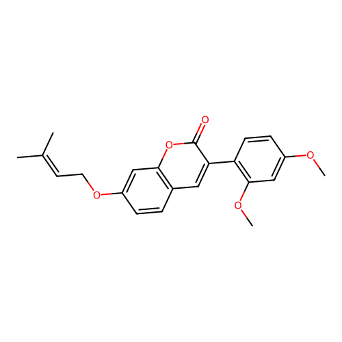 3-(2,4-dimethoxyphenyl)-7-((3-methylbut-2-en-1-yl)oxy)-2H-chromen-2-one structure