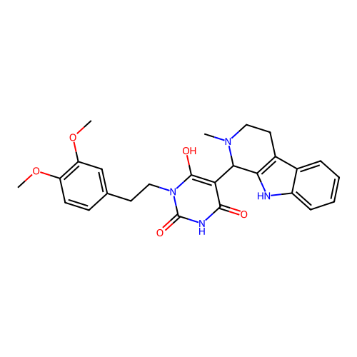 3-(3,4-dimethoxyphenethyl)-6-hydroxy-5-(2-methyl-2,3,4,9-tetrahydro-1H-pyrido[3,4-b]indol-1-yl)pyrimidine-2,4(1H,3H)-dione structure