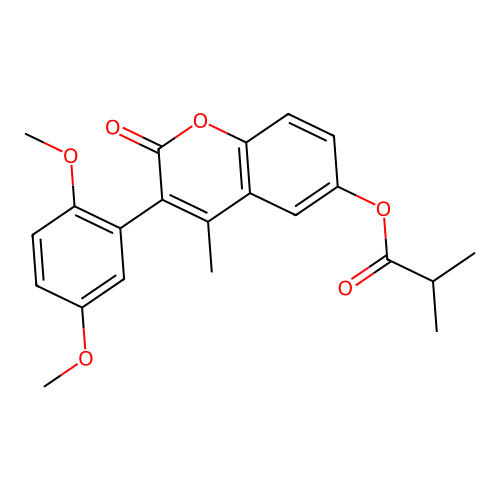 3-(2,5-dimethoxyphenyl)-4-methyl-2-oxo-2H-chromen-6-yl isobutyrate structure