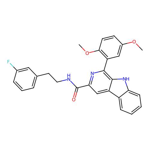 1-(2,5-dimethoxyphenyl)-N-(3-fluorophenethyl)-9H-pyrido[3,4-b]indole-3-carboxamide structure
