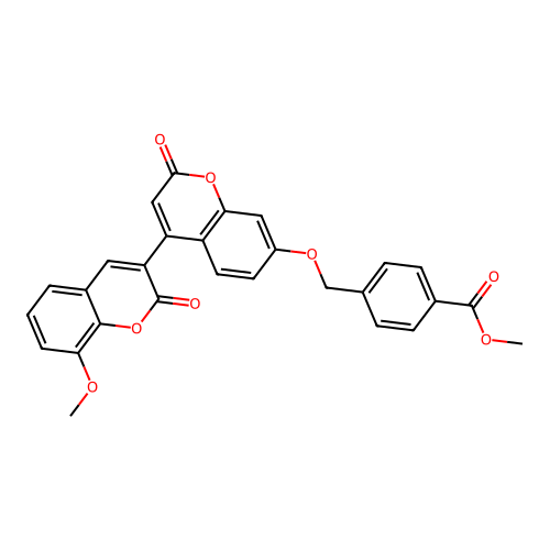 methyl 4-(((8-methoxy-2,2'-dioxo-2H,2'H-[3,4'-bichromen]-7'-yl)oxy)methyl)benzoate structure